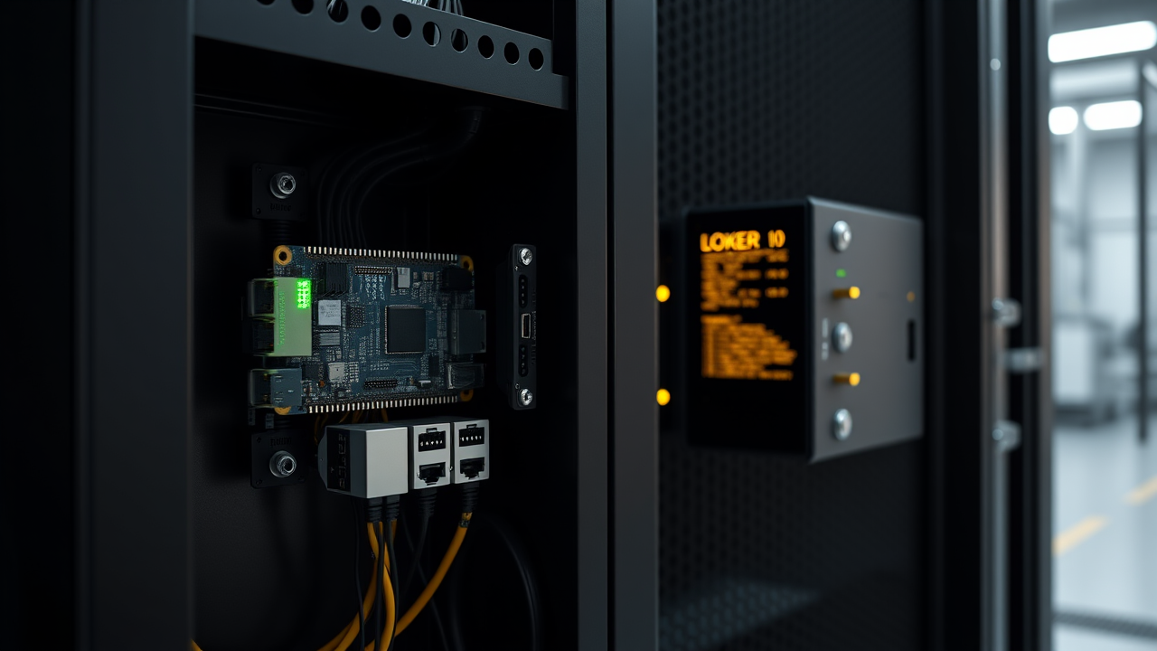 Hardened OpenPiBot agent running on edge hardware inside an industrial enclosure